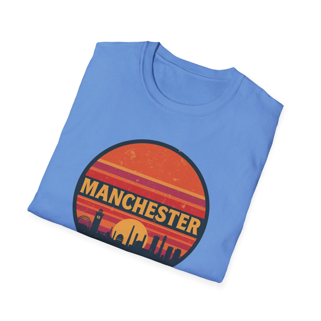 Manchester Sunset T-Shirt — Retro City Skyline Tee