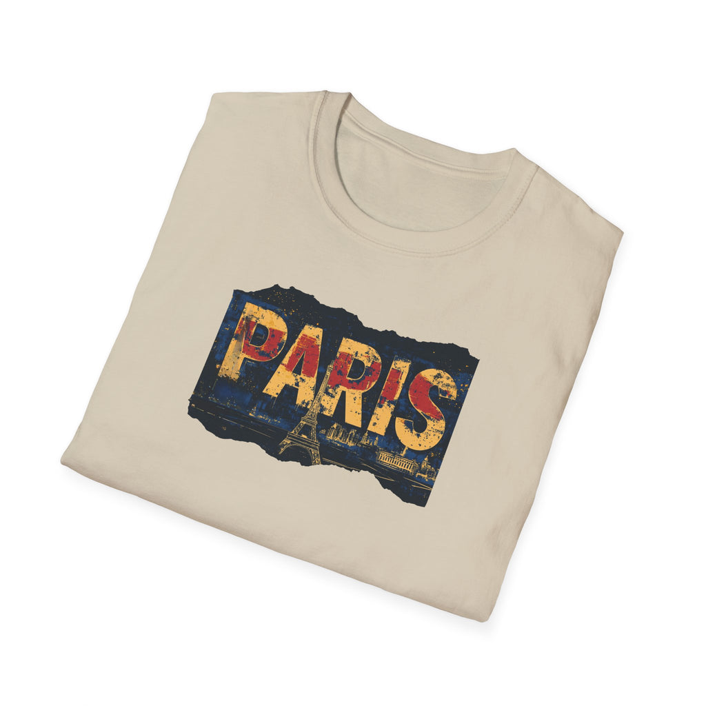 Paris Skyline Graphic T-Shirt | Vintage Textured Paris Design