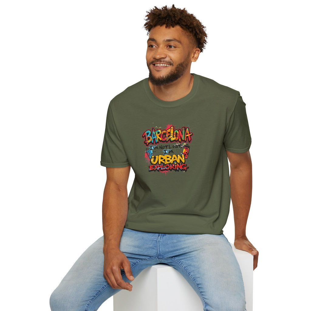 Barcelona Urban Graffiti T‑Shirt – Colorful Street Art Travel Tee