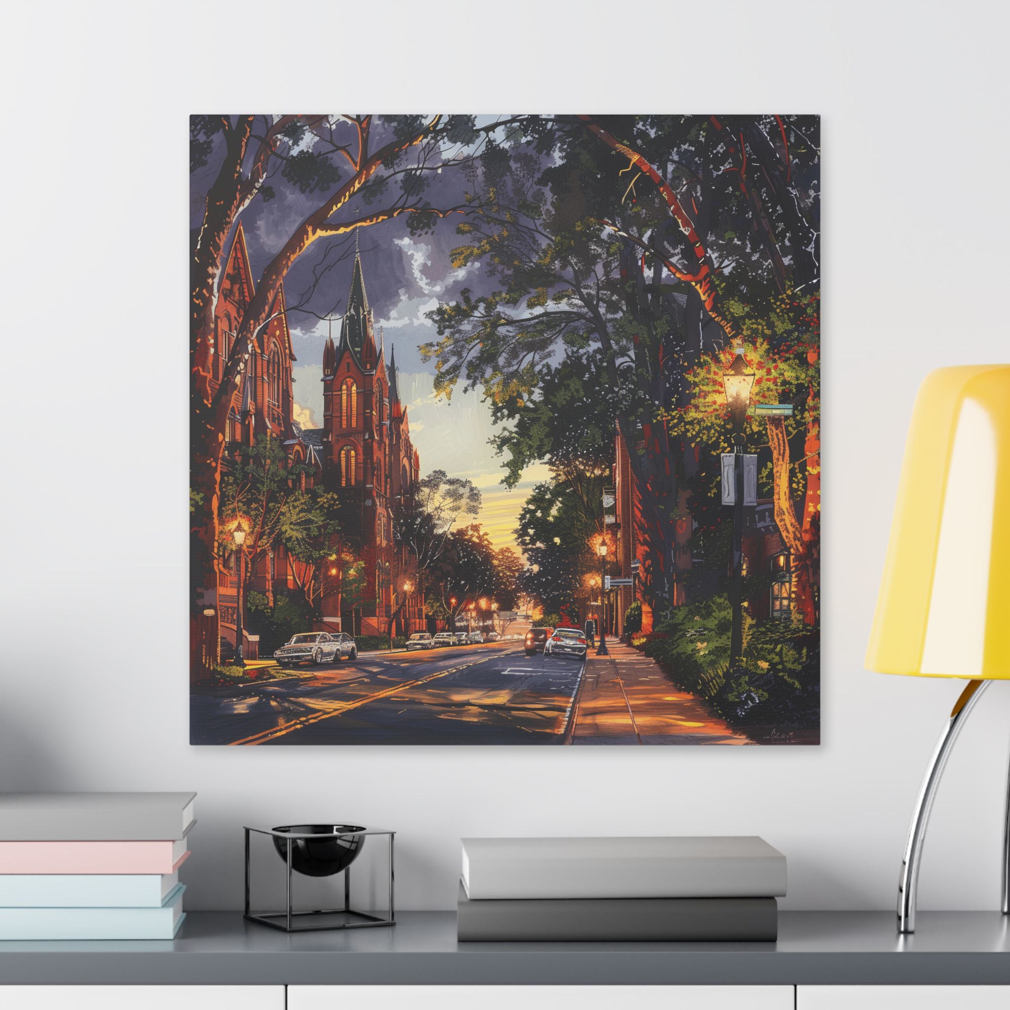 Atlanta Sweet Auburn District - Sunset Church Street Canvas Print — Urban Evening Landscape Wall Art