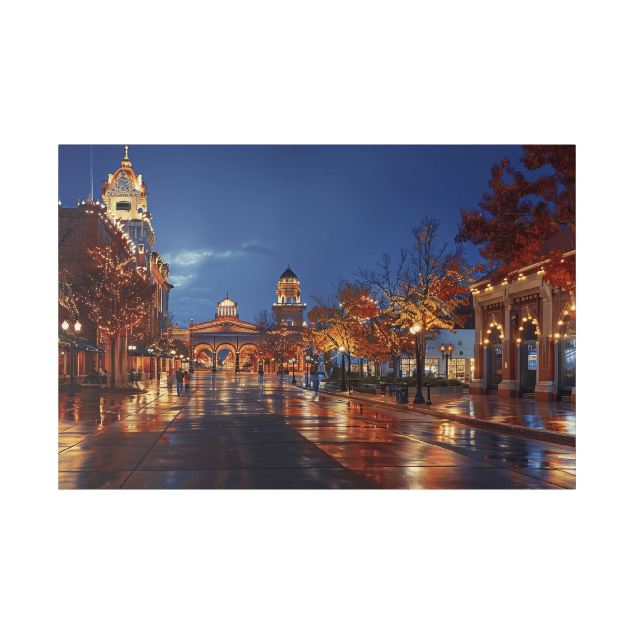 Kansas City Country Club Plaza Shopping District — Evening Street Scene Wall Art