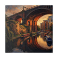 Manchester Castlefield Roman Fort and Victorian Bridge - Bridged Canal Sunset Canvas