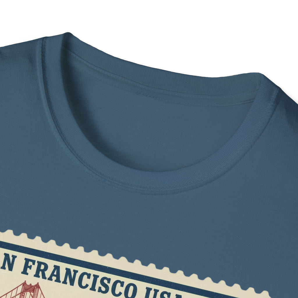 San Francisco 2026 Golden Gate Stamp T-Shirt — Vintage Soccer Postage Design