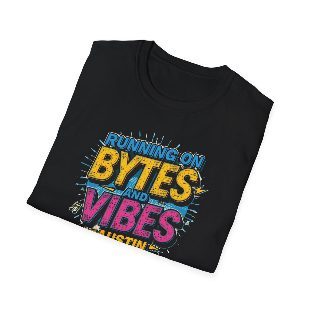 Running on Bytes and Vibes T-Shirt — Austin Retro Tech Graphic Tee