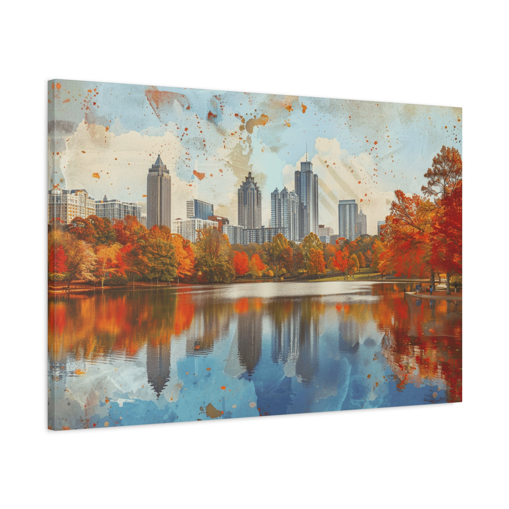 Atlanta Midtown Skyline - Piedmont Park - Autumn Cityscape Canvas – Fall Skyline Wall Art