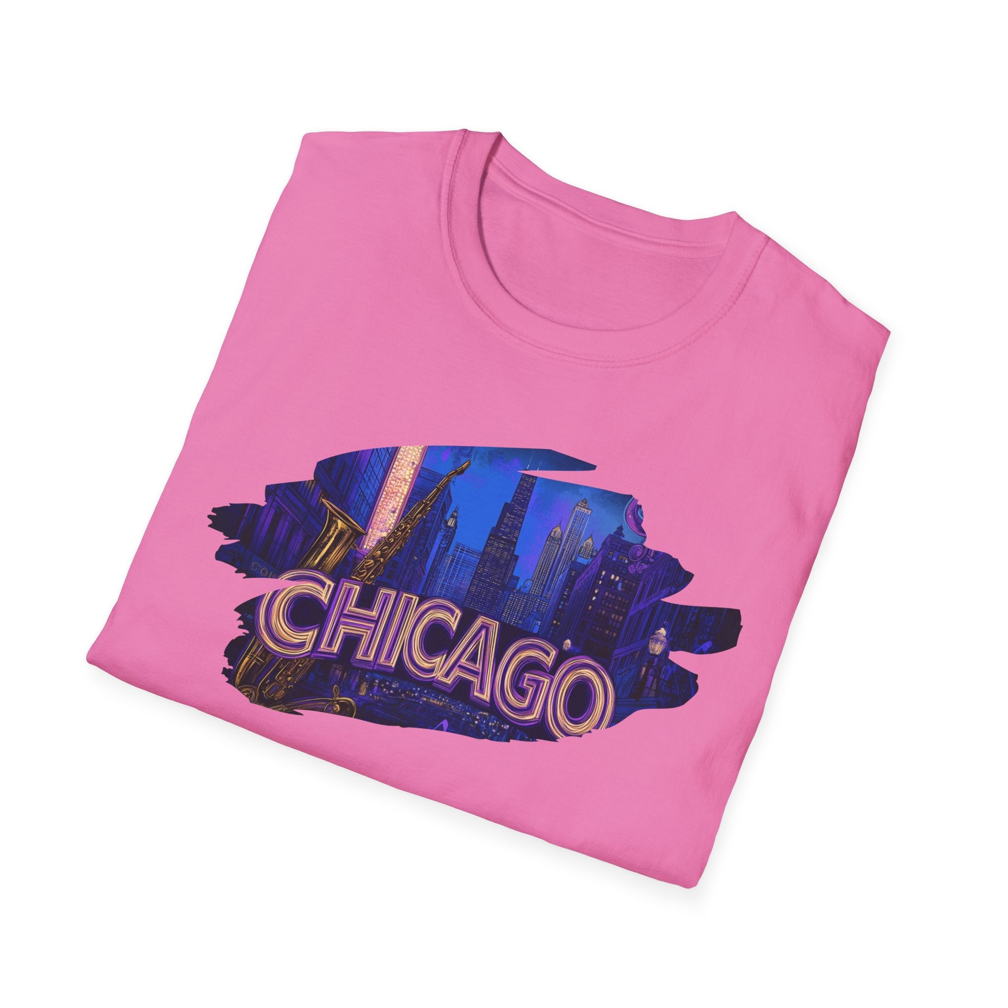 Chicago Neon Skyline T-Shirt | Cityscape Night Design