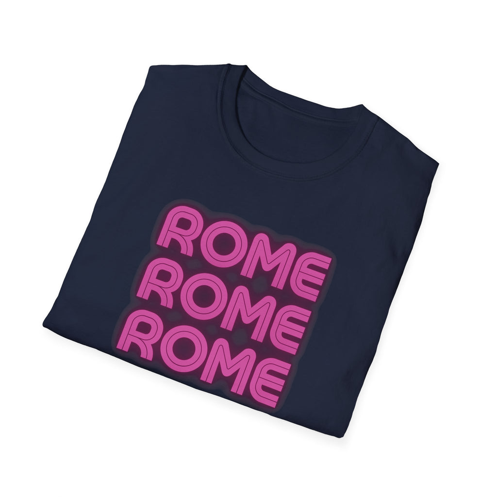 Rome Rome Rome T-Shirt | Pink Retro Text Tee