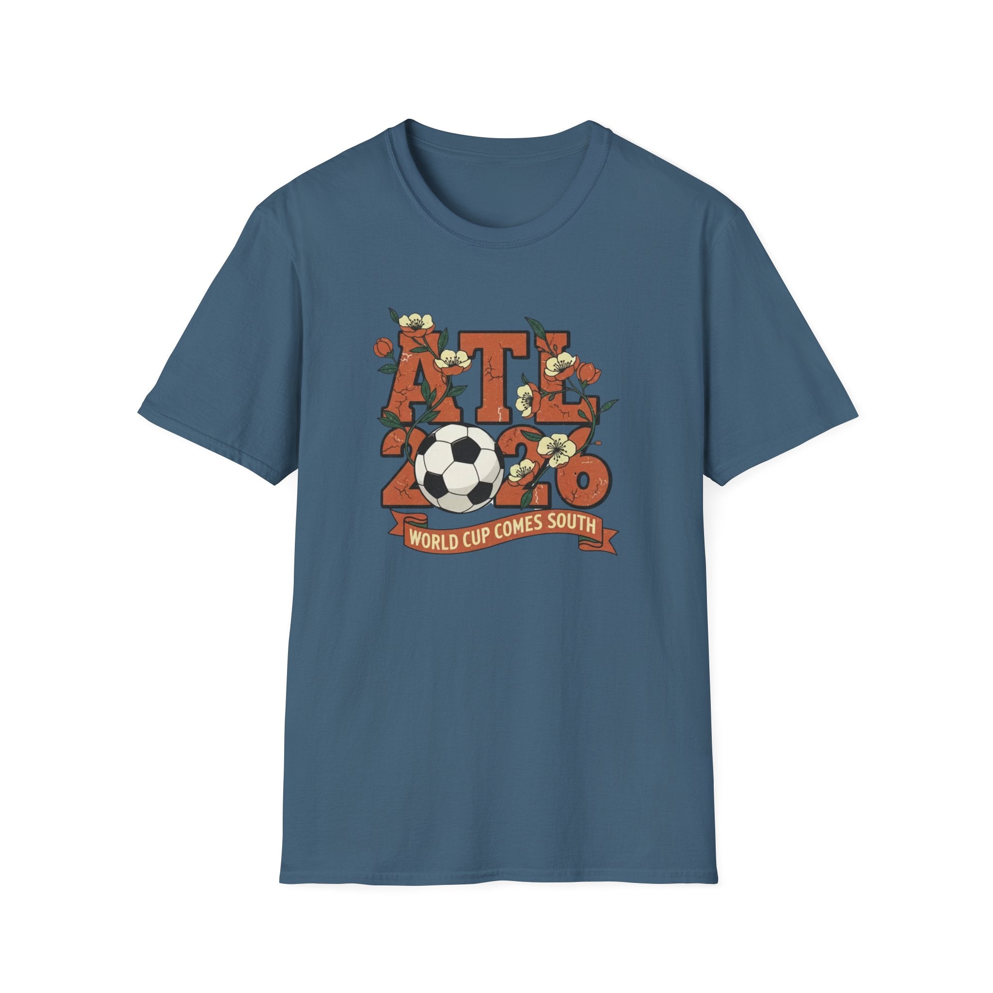 Atlanta (ATL) World Cup 2030 Soccer T-Shirt — "World Cup Comes South" Retro Design