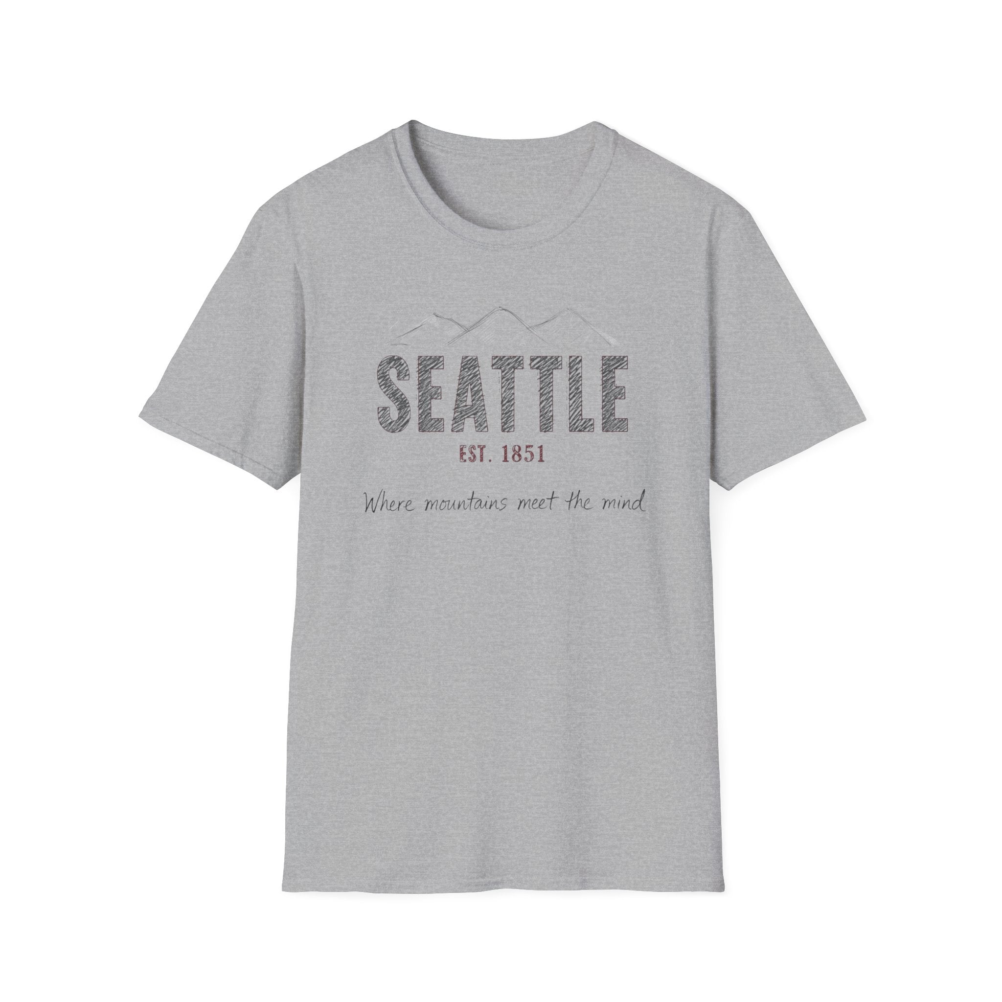 Seattle Mountains T-Shirt — "Where mountains meet the mind" Vintage City Tee