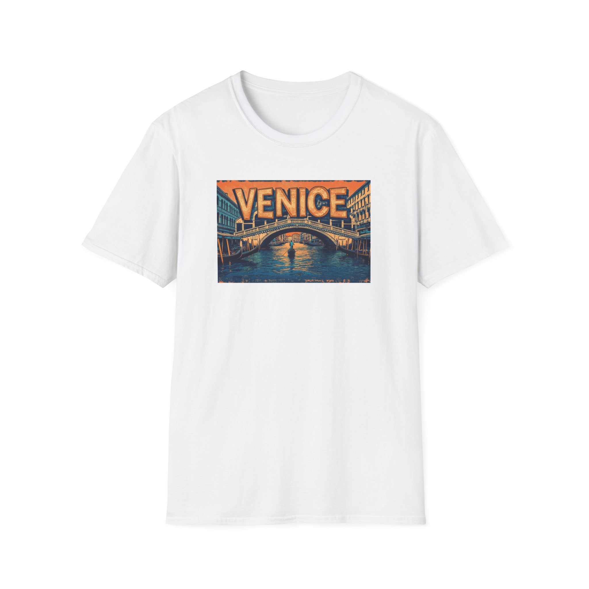 Venice Vintage Canal Poster T-Shirt | Gondola Bridge Italy Travel Tee