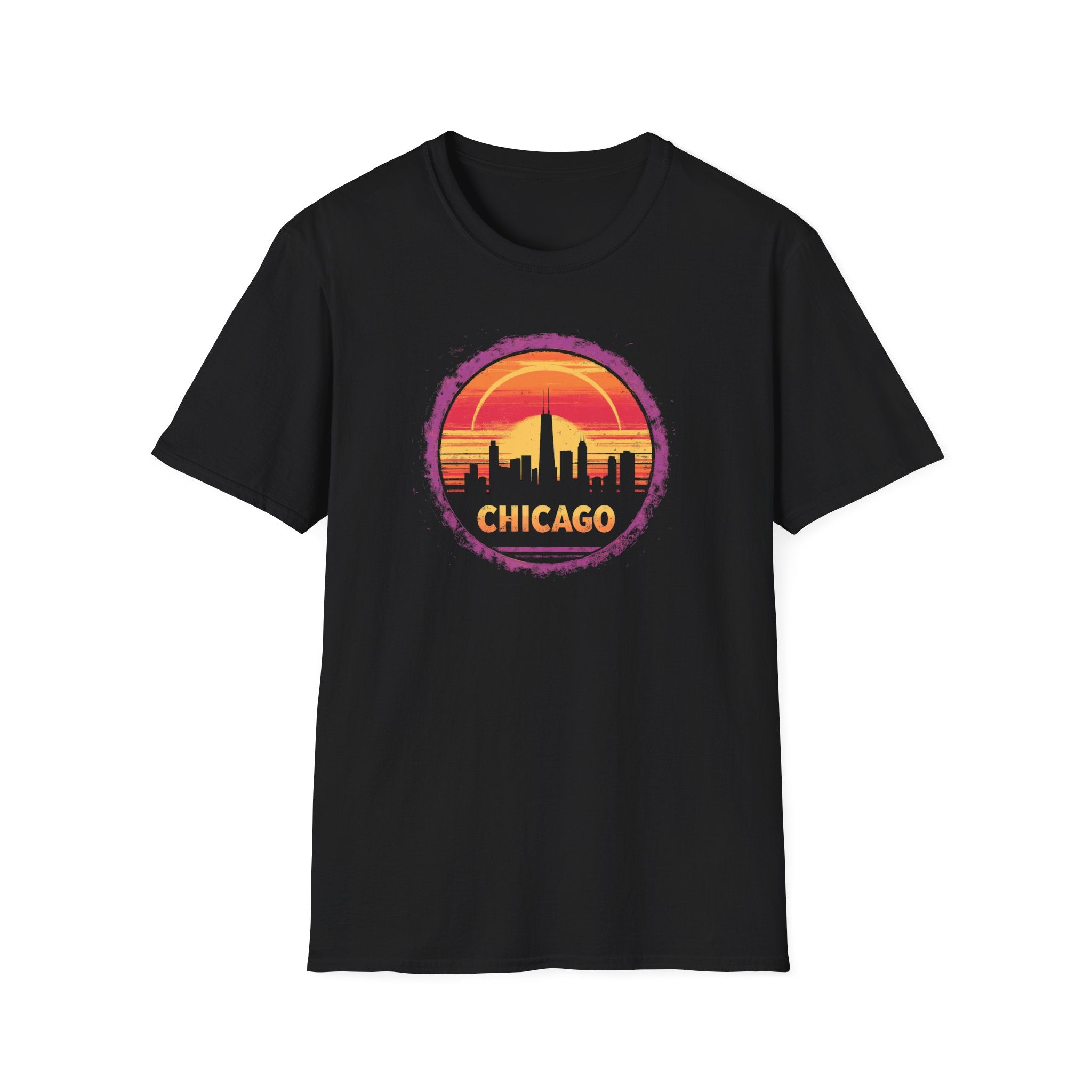 Chicago Sunset Skyline T-Shirt — Retro Cityscape Tee