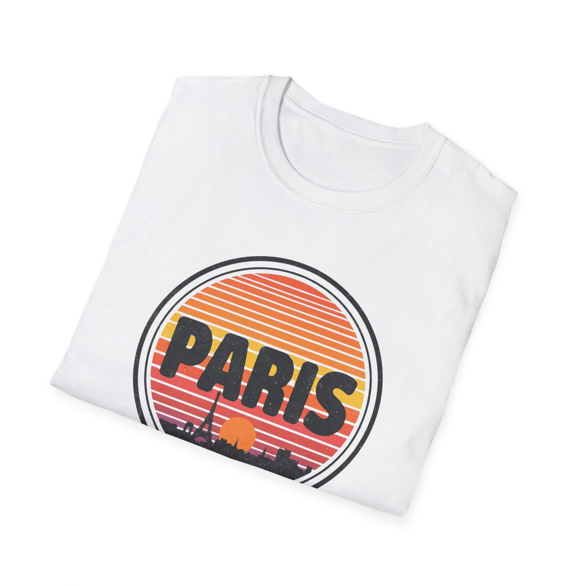 Paris Sunset T-Shirt — Retro Eiffel Tower Travel Tee