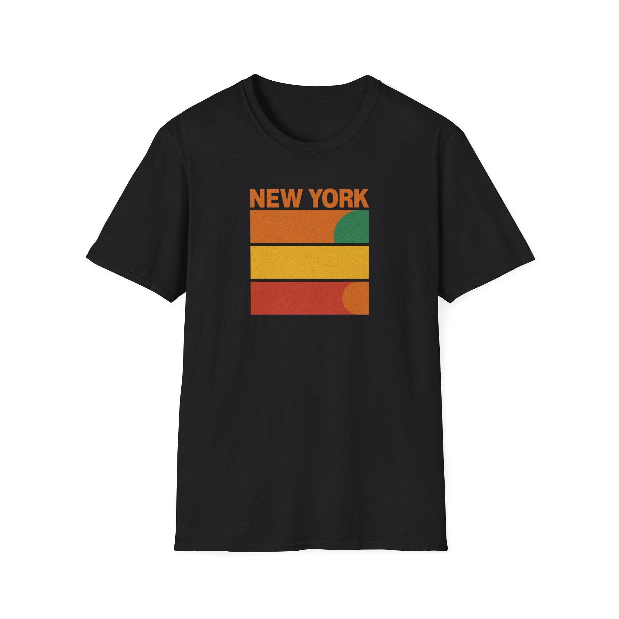 New York Sunset T-Shirt | Retro Stripes City Graphic