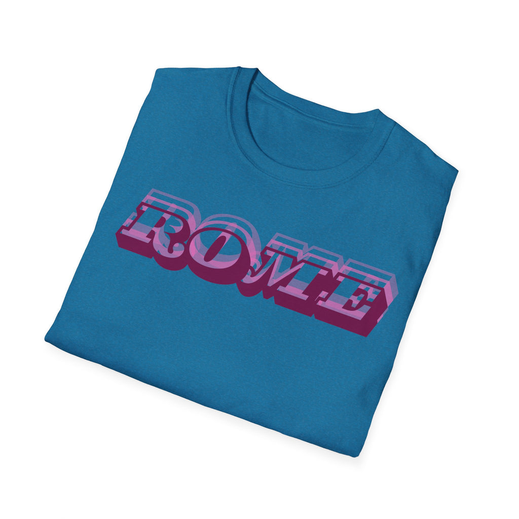 ROME 3D Retro Text T-Shirt | Pink Ombre City Typography