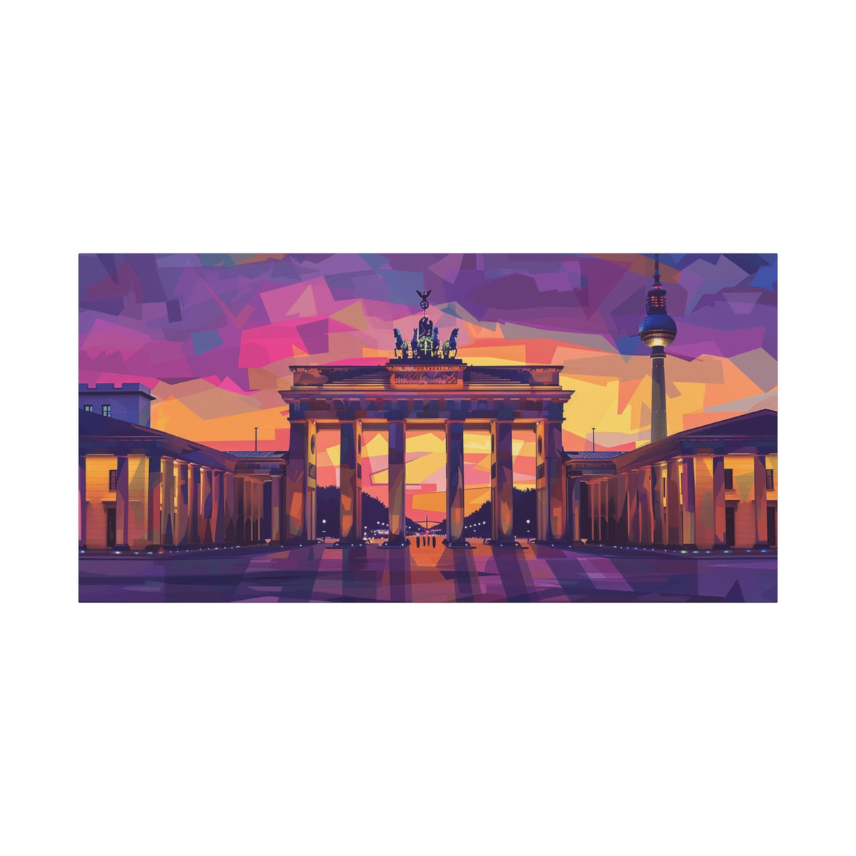 Brandenburg Gate Sunset Canvas — Colorful Berlin Landmark Wall Art