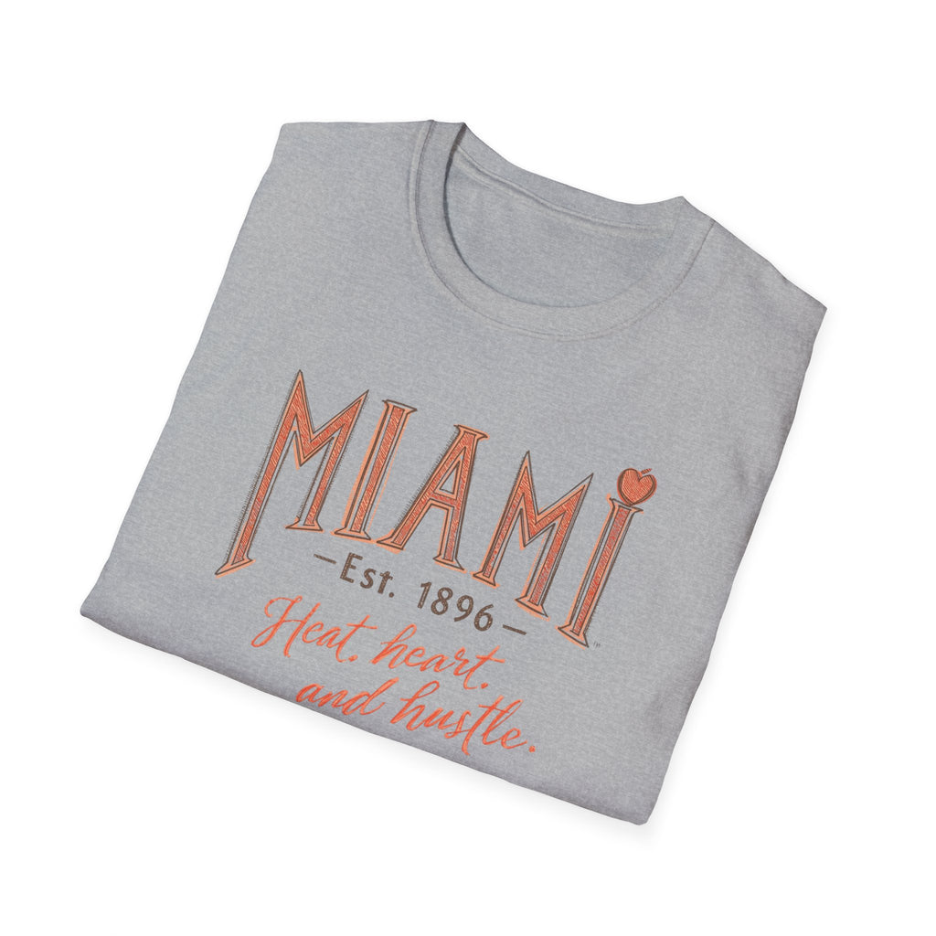 Miami T-Shirt - "Heat, Heart and Hustle" Retro Coastal Graphic Tee
