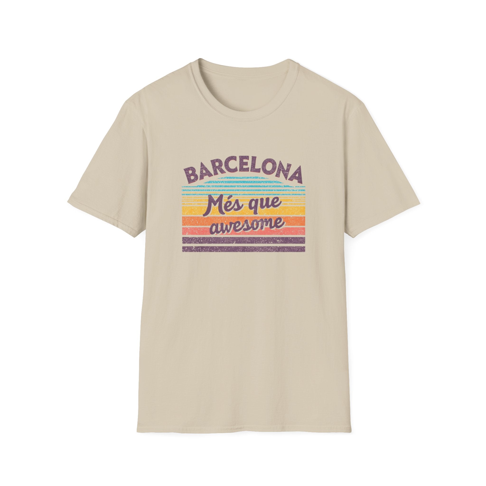 Barcelona "Més que awesome" Retro Striped T-Shirt