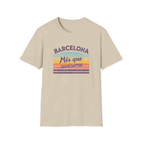 Barcelona "Més que awesome" Retro Striped T-Shirt