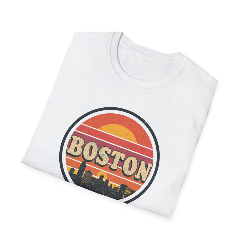 Boston Sunset Skyline T-Shirt — Vintage Retro City Tee