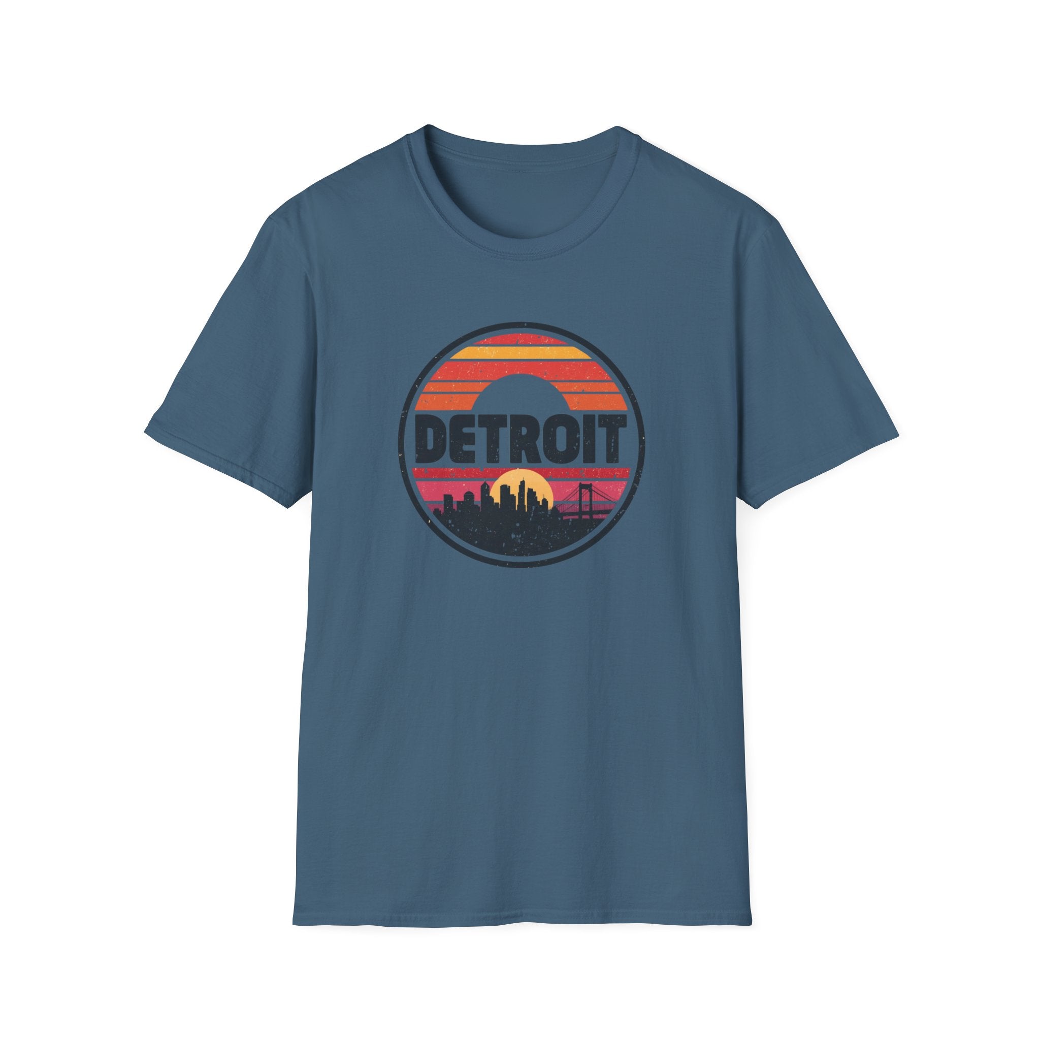 Detroit Skyline Retro Sunset T-Shirt