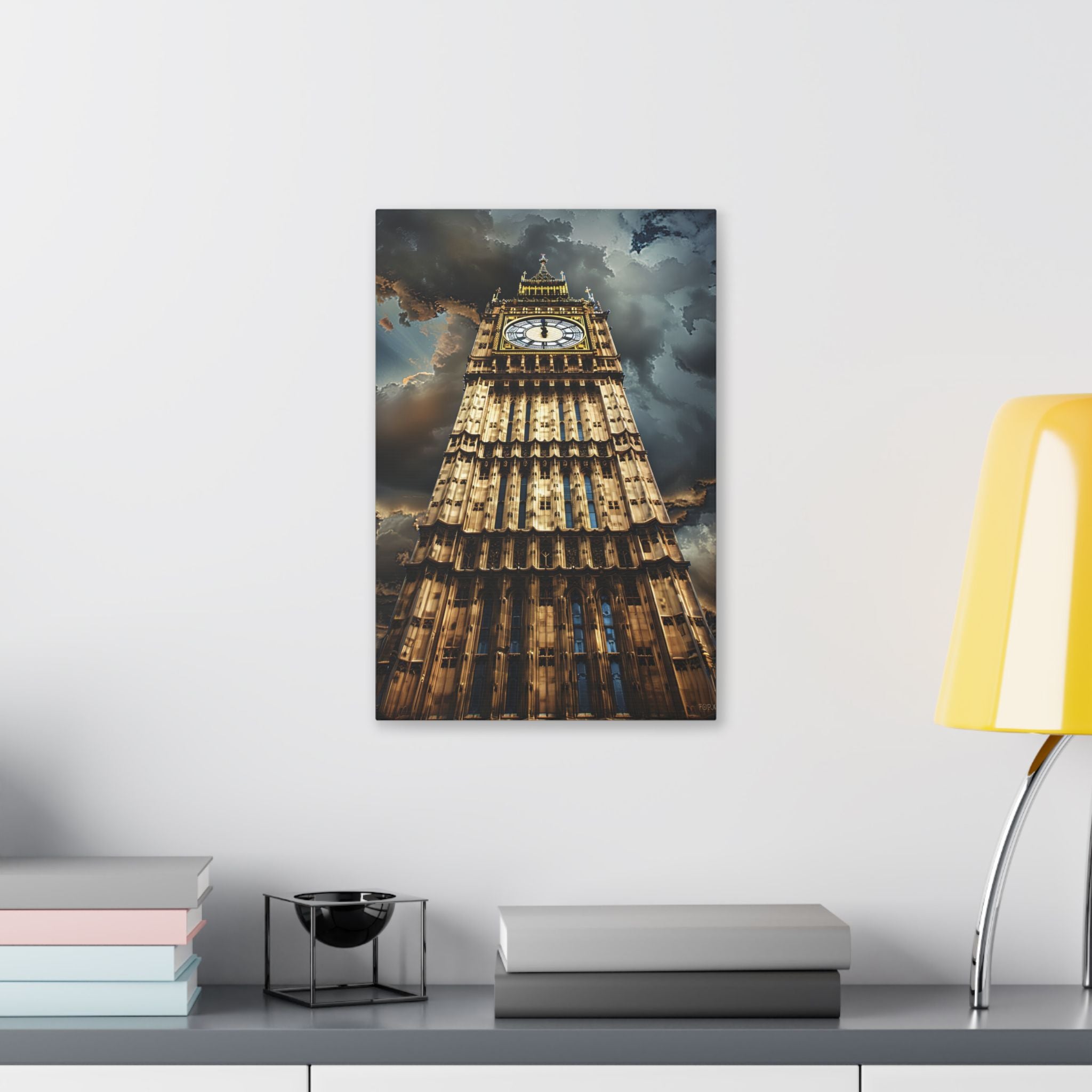 Big Ben London Canvas Wall Art — Dramatic Clock Tower Stretched Canvas