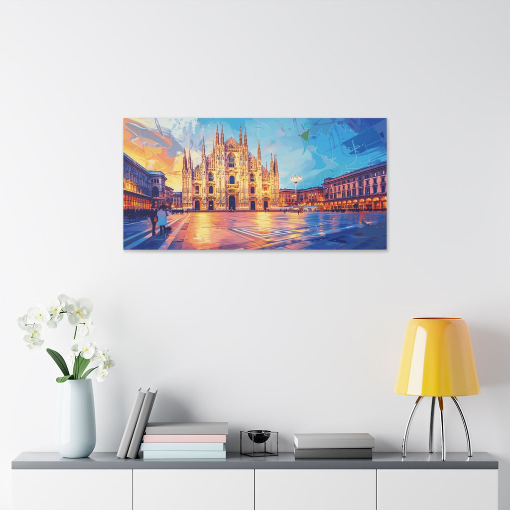 Milan Cathedral Canvas Wall Art — Colorful Duomo Stretched Canvas Print