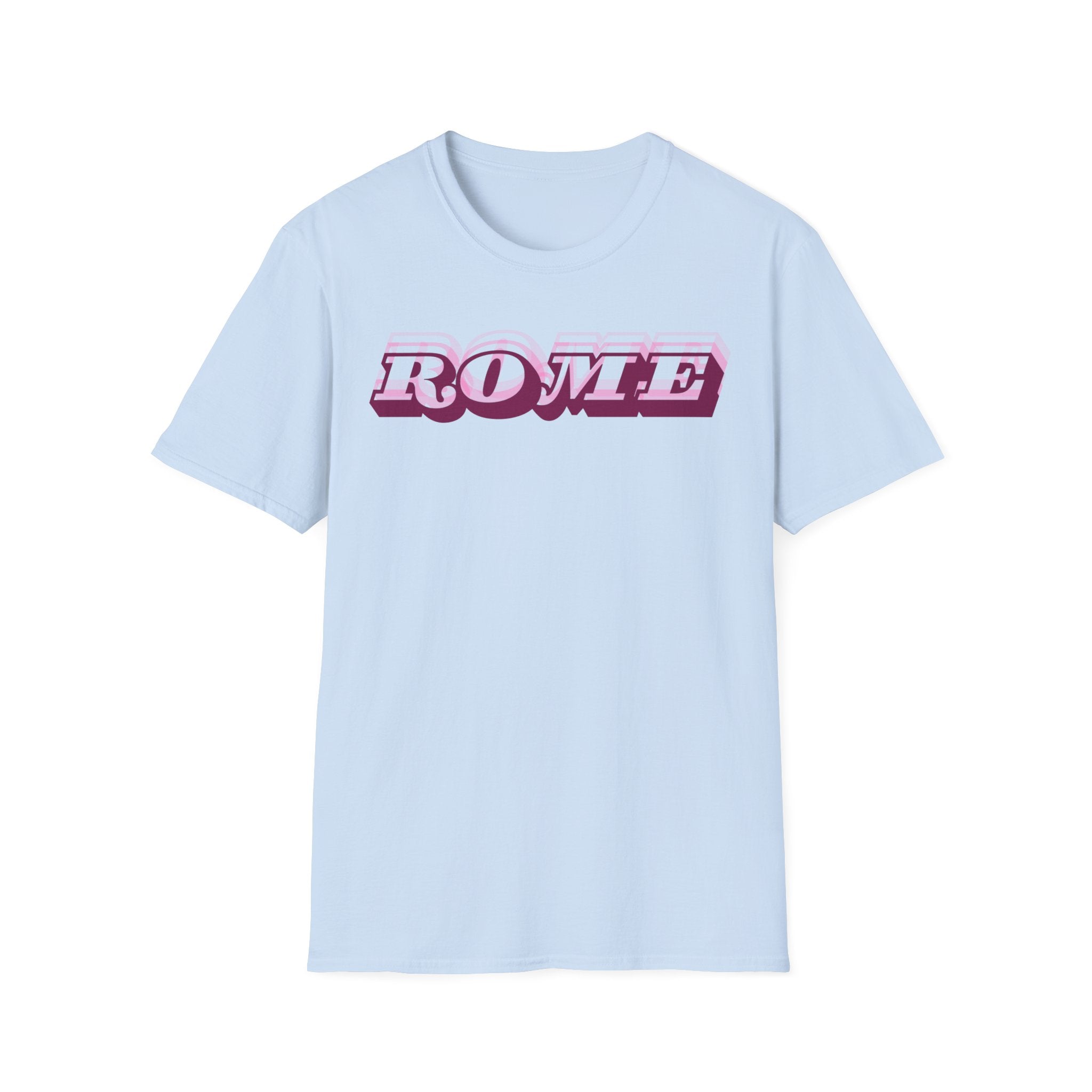 ROME 3D Retro Text T-Shirt | Pink Ombre City Typography