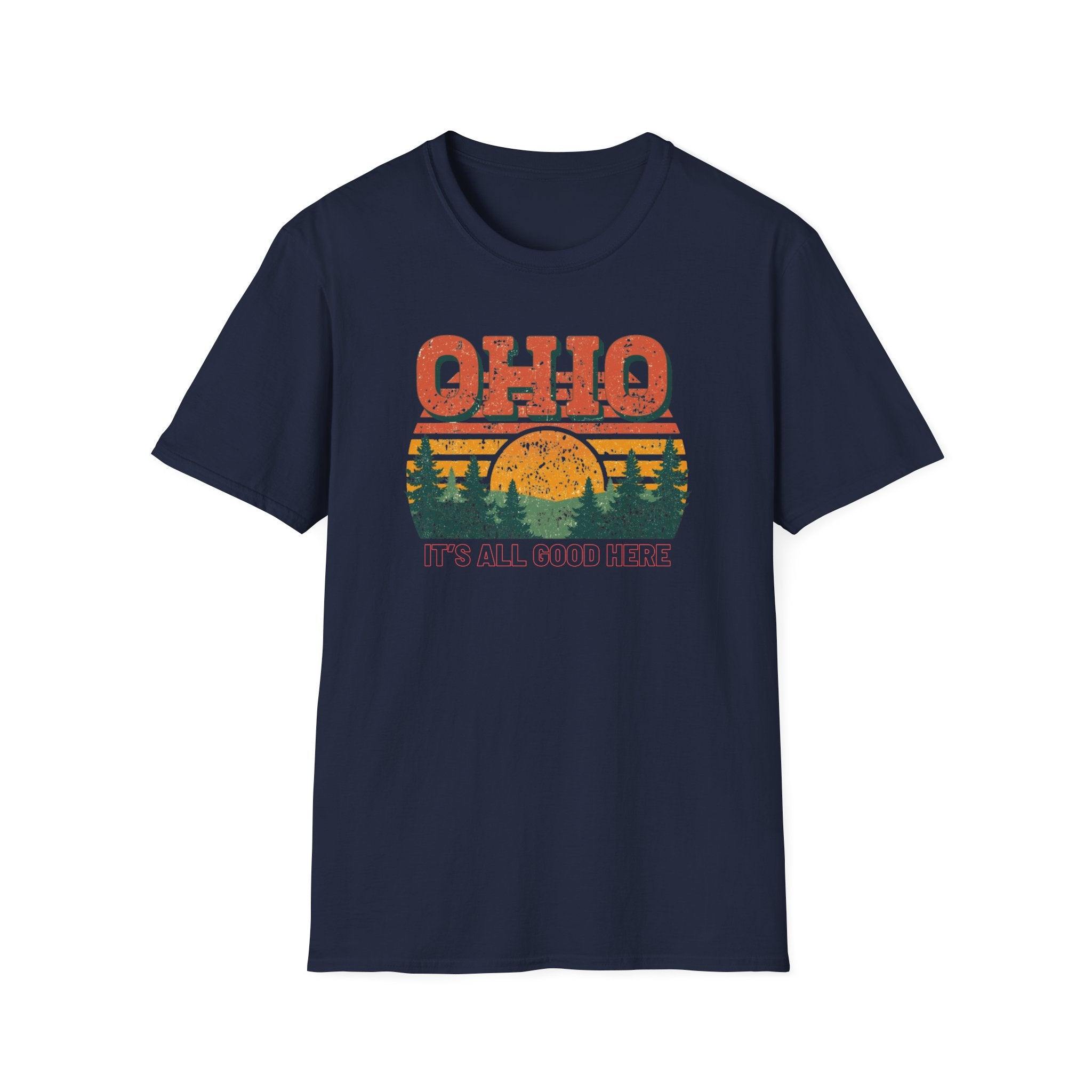 Ohio Sunset T-Shirt — 'Ohio It's All Good Here' Retro Nature Tee