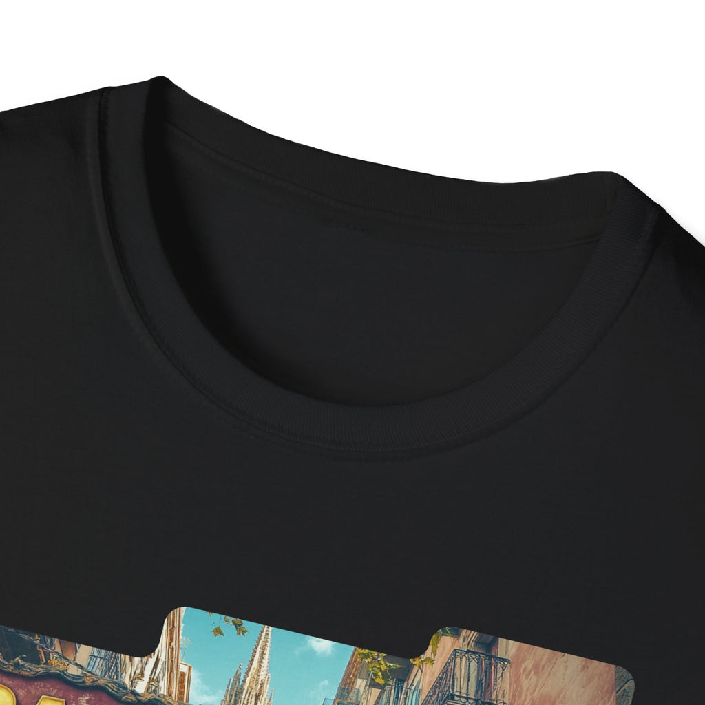 Barcelona Cityscape T-Shirt | Vintage Sign Travel Tee