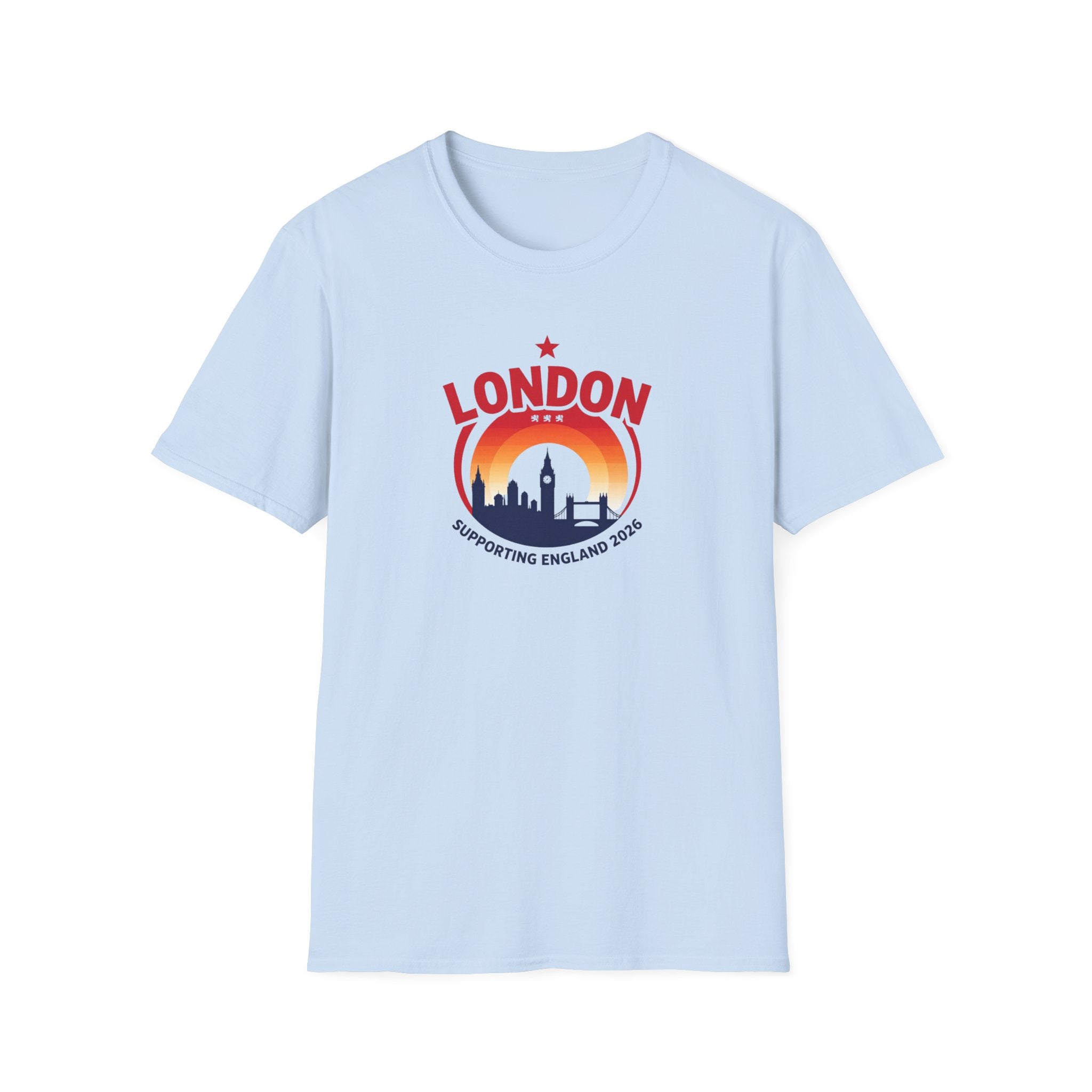 London Skyline World Cup 3 Lions T-Shirt — Supporting England 2026 Sunset Graphic