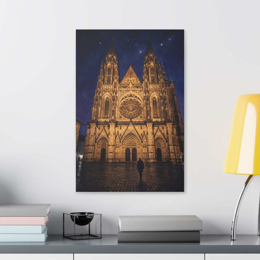 Prague St Vitus Gothic Cathedral Nightscape Canvas