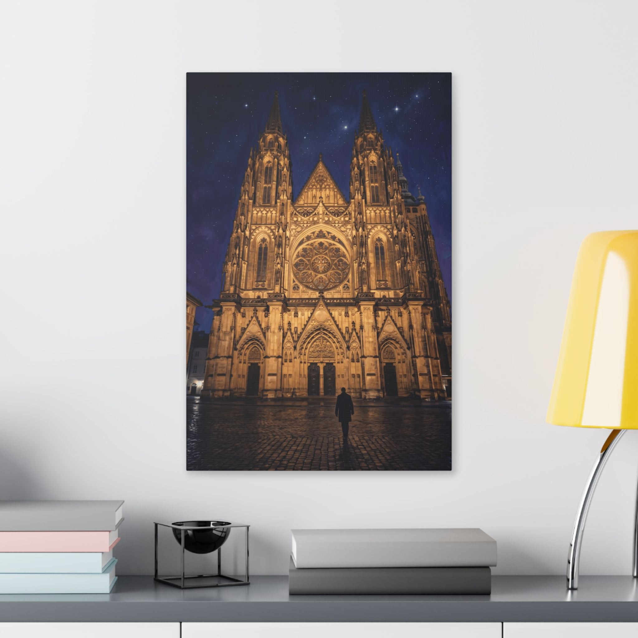 Prague St Vitus Gothic Cathedral Nightscape Canvas