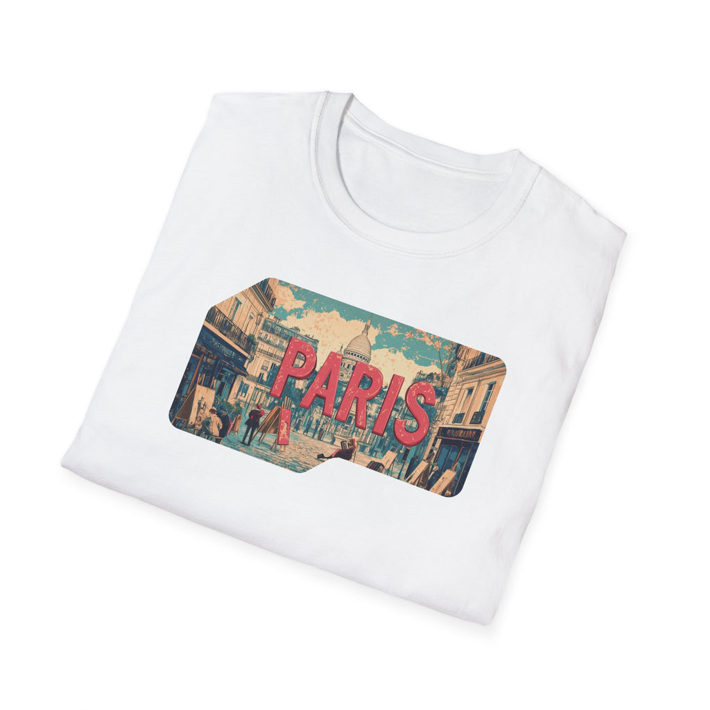 Paris Retro Street Scene T-Shirt | Vintage Parisian Graphic