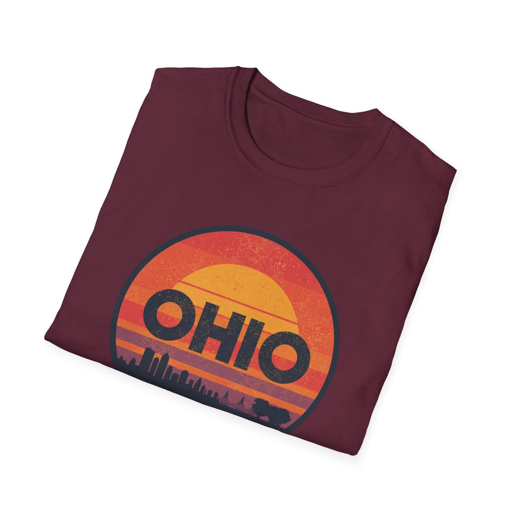 Ohio Retro Sunset T-Shirt — Vintage State Skyline Tee