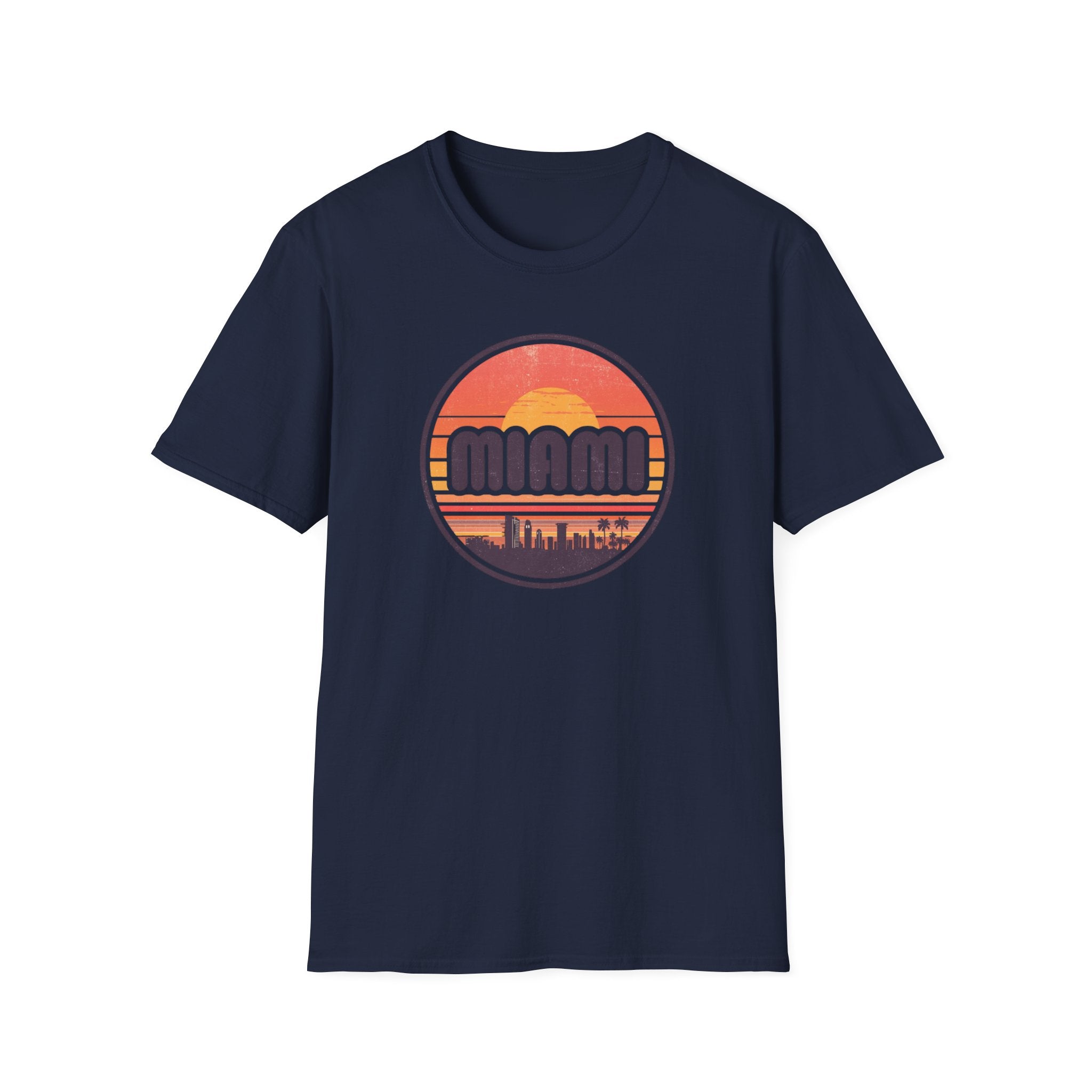 Miami Sunset T-Shirt — Retro Beach Skyline Tee
