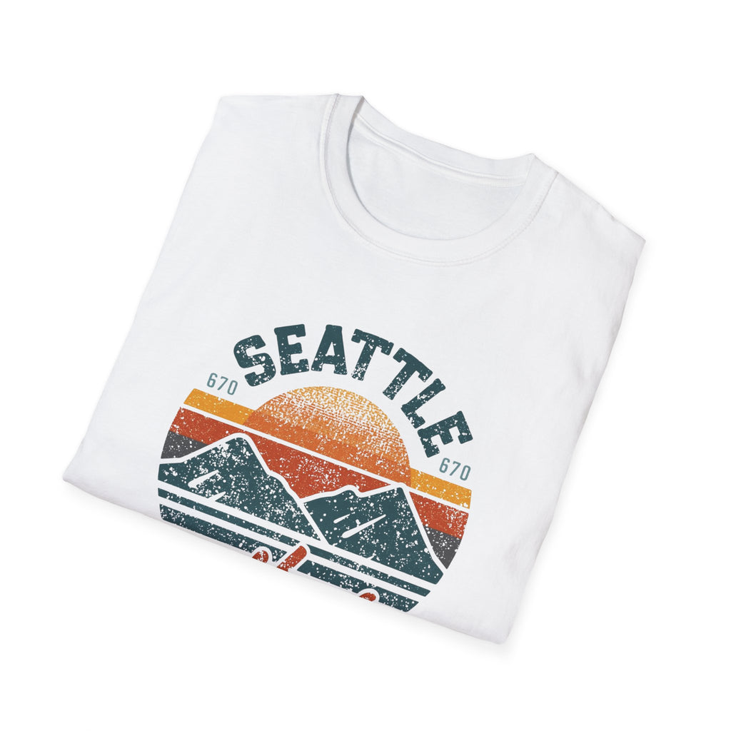 Seattle Vibes T-Shirt — Retro Mountain Sunset Graphic Tee