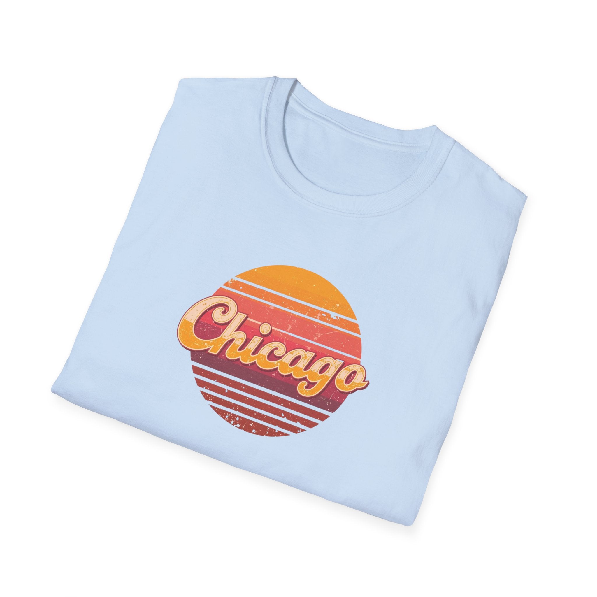 Chicago Retro Sunset T-Shirt | Vintage City Script Shirt