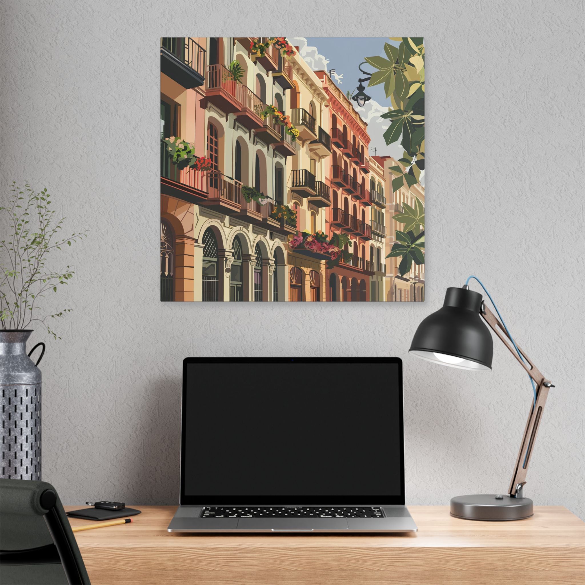 Mediterranean Balcony Street Canvas
