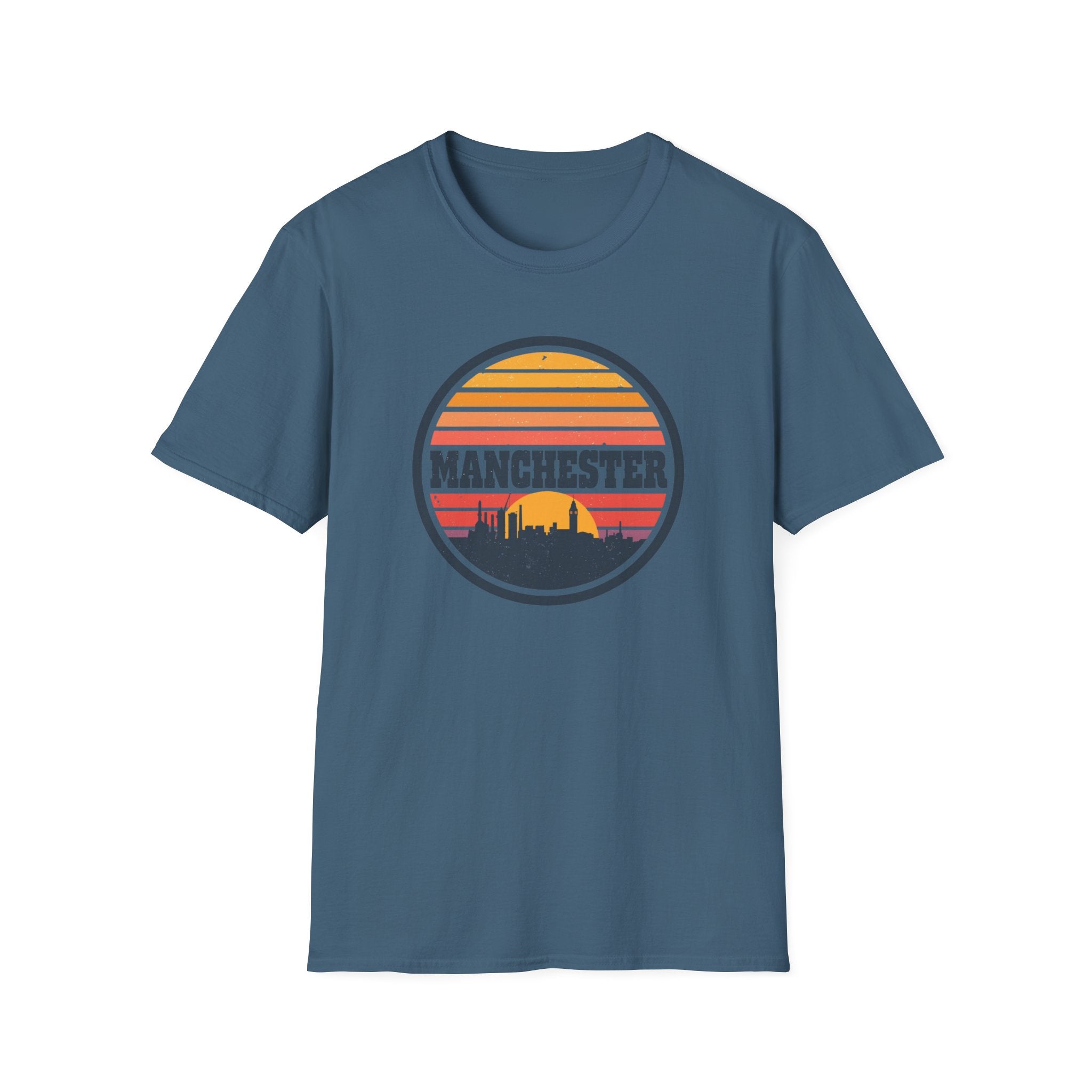 Manchester Skyline T‑Shirt — Retro Sunset City Tee
