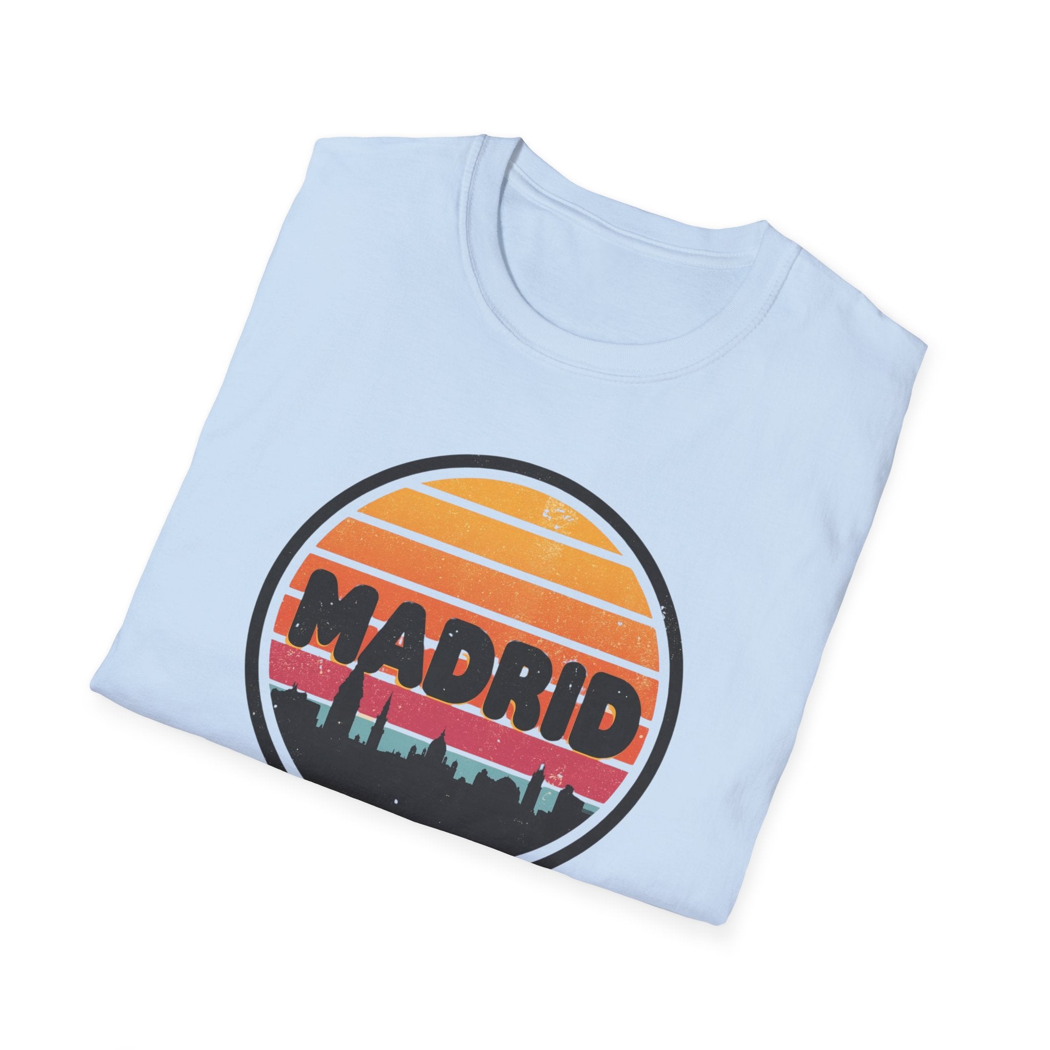 Madrid Skyline T-Shirt — Vintage Sunset Cityscape Tee