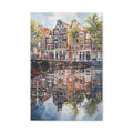Amsterdam Canal Reflection Canvas Print — European Cityscape Wall Art