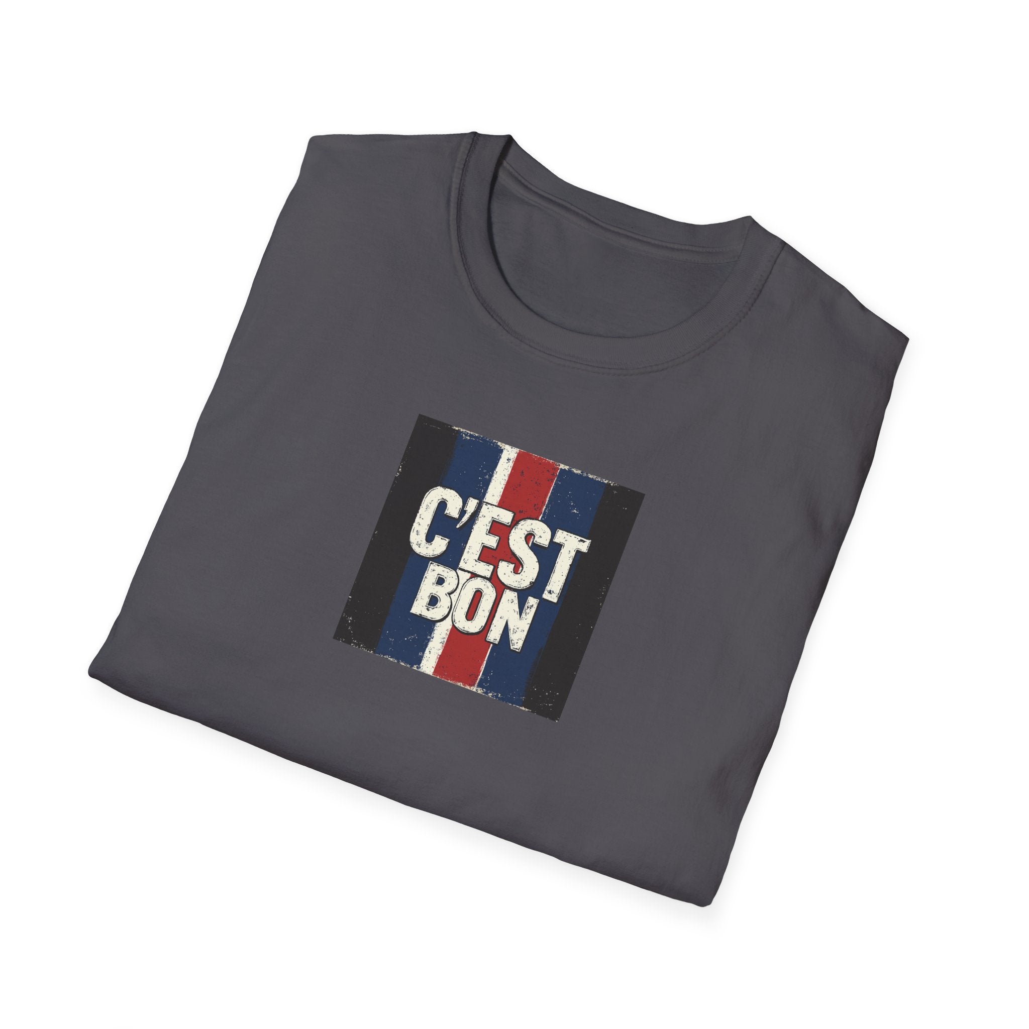C'est Bon French Flag Stripe T-Shirt | Retro French Phrase Tee