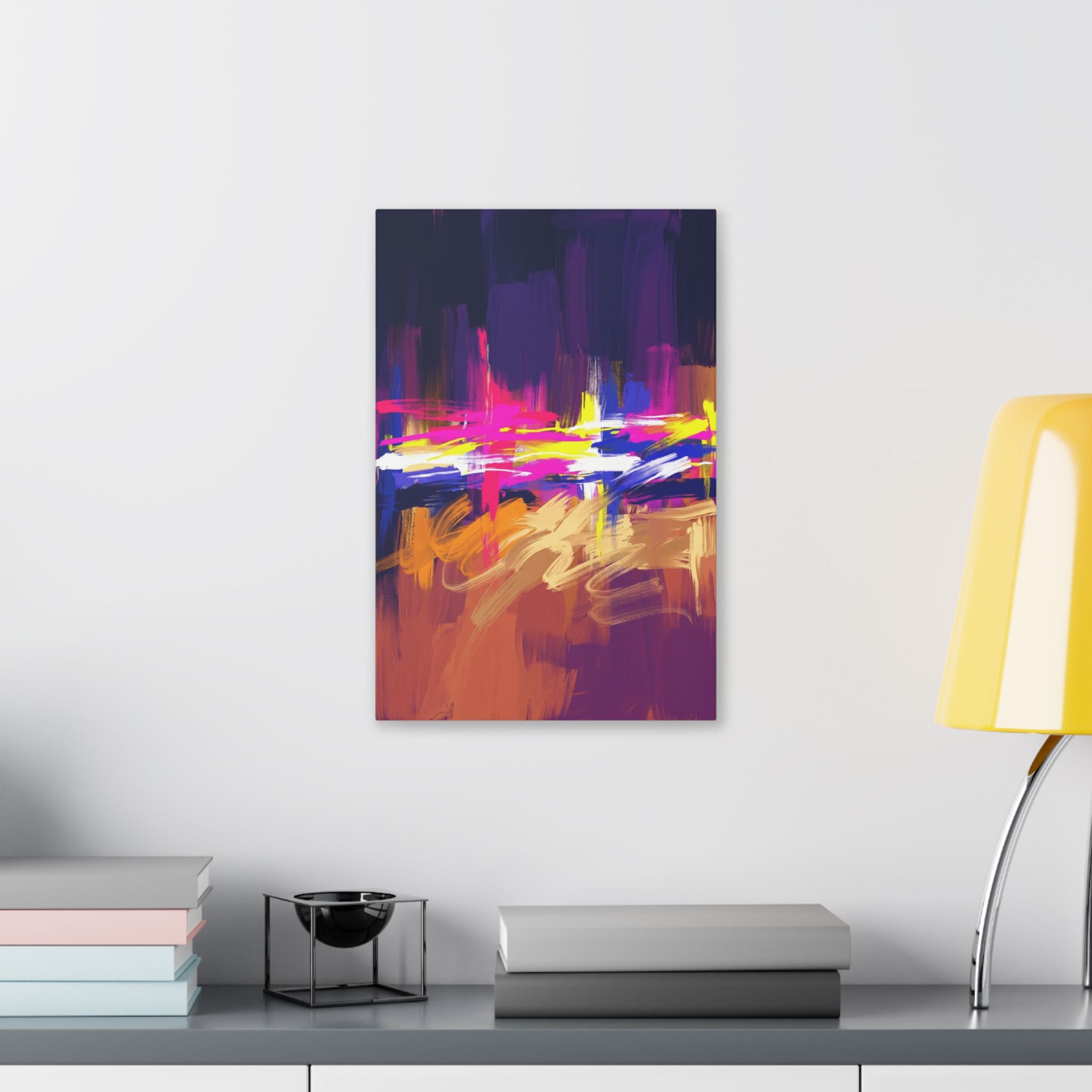 Abstract Neon Horizon inspired by Las Vegas and Mojave Desert contrast Canvas