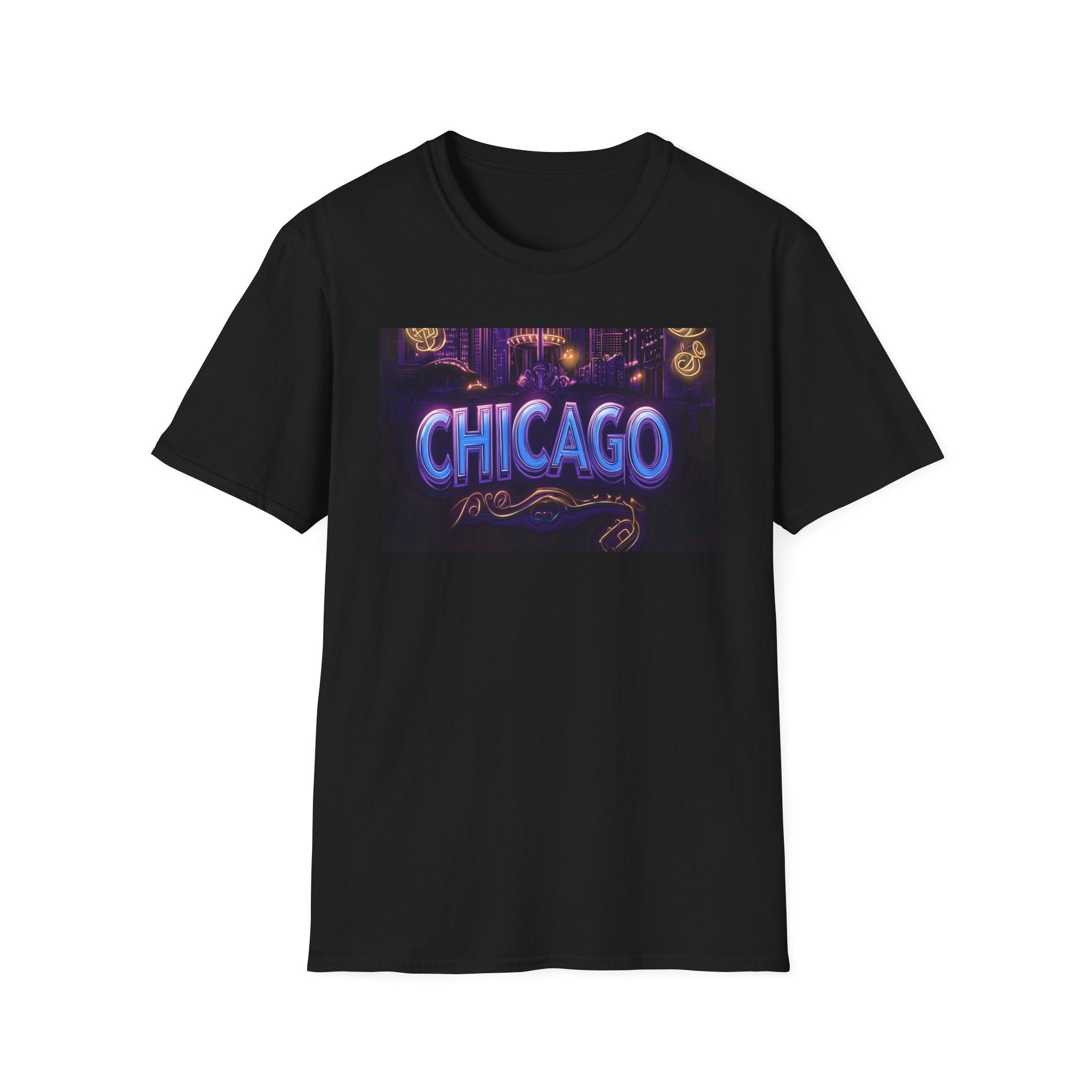 Chicago Neon Sign T-Shirt | Vintage Neon City Design