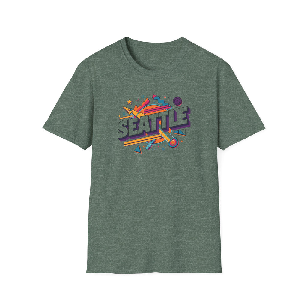 Seattle Retro Graphic T-Shirt — Colorful City Skyline Design