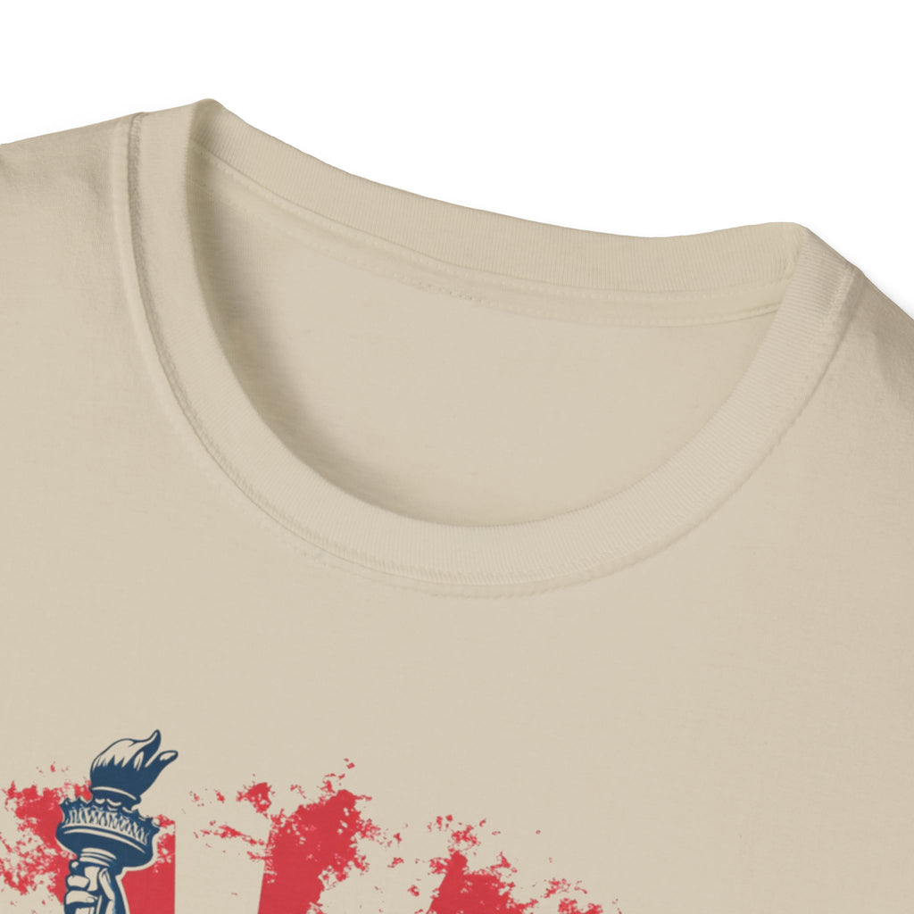 Statue of Liberty New York T-Shirt | City Skyline, Red Rays Graphic