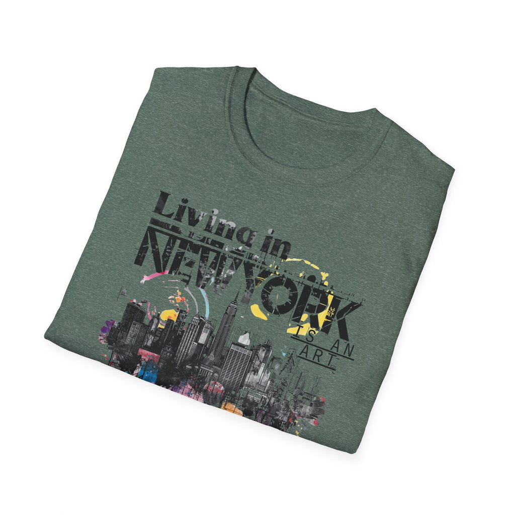 New York Skyline T-Shirt — 'Living in New York' Urban Watercolor Tee