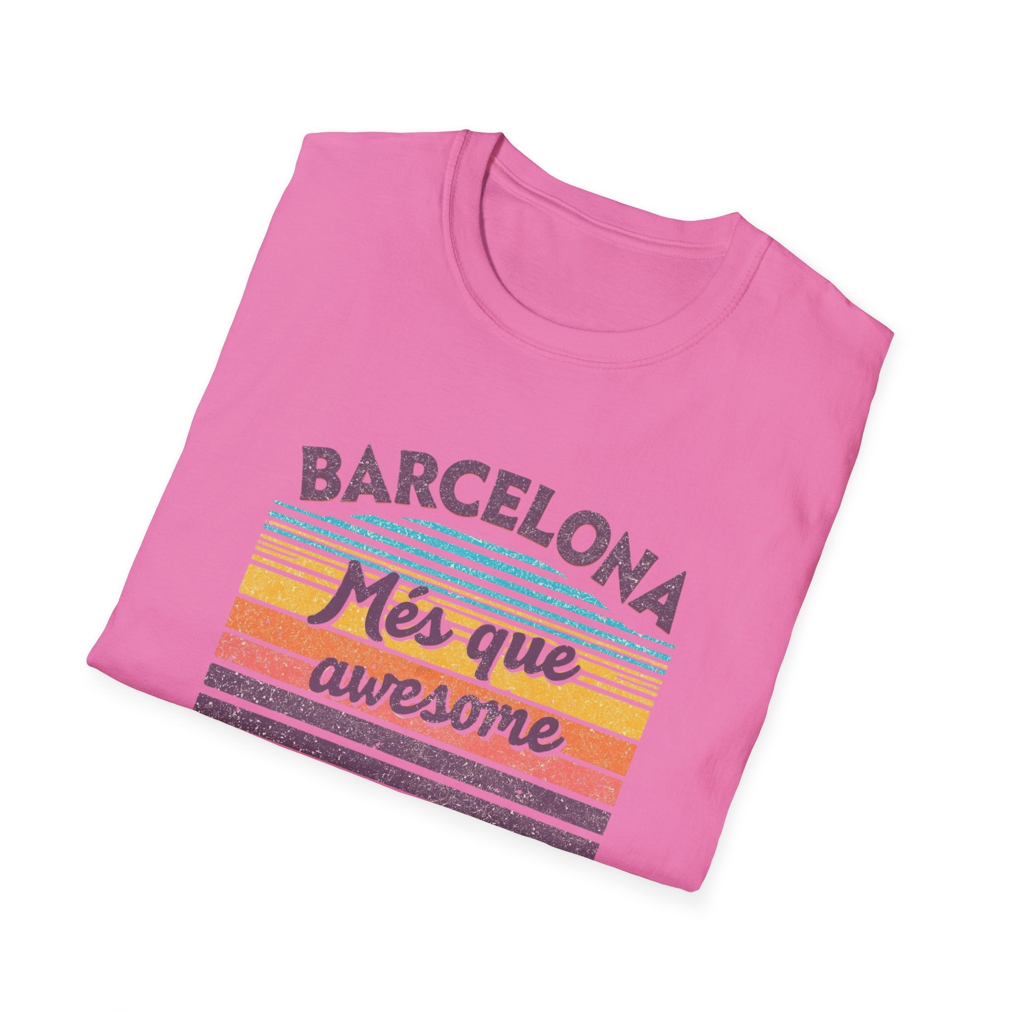 Barcelona "Més que awesome" Retro Striped T-Shirt