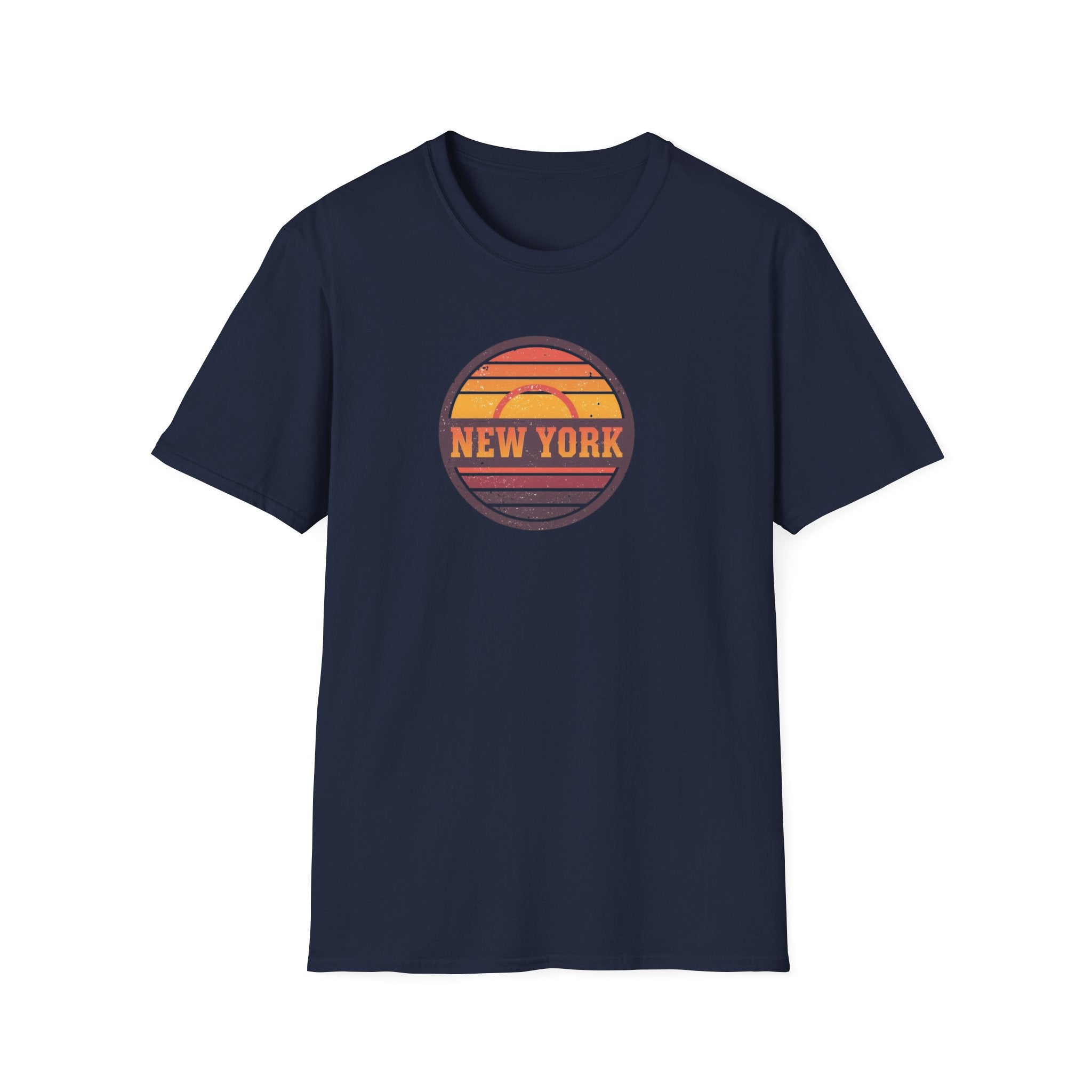 New York sunset badge T-Shirt | vintage retro city graphic