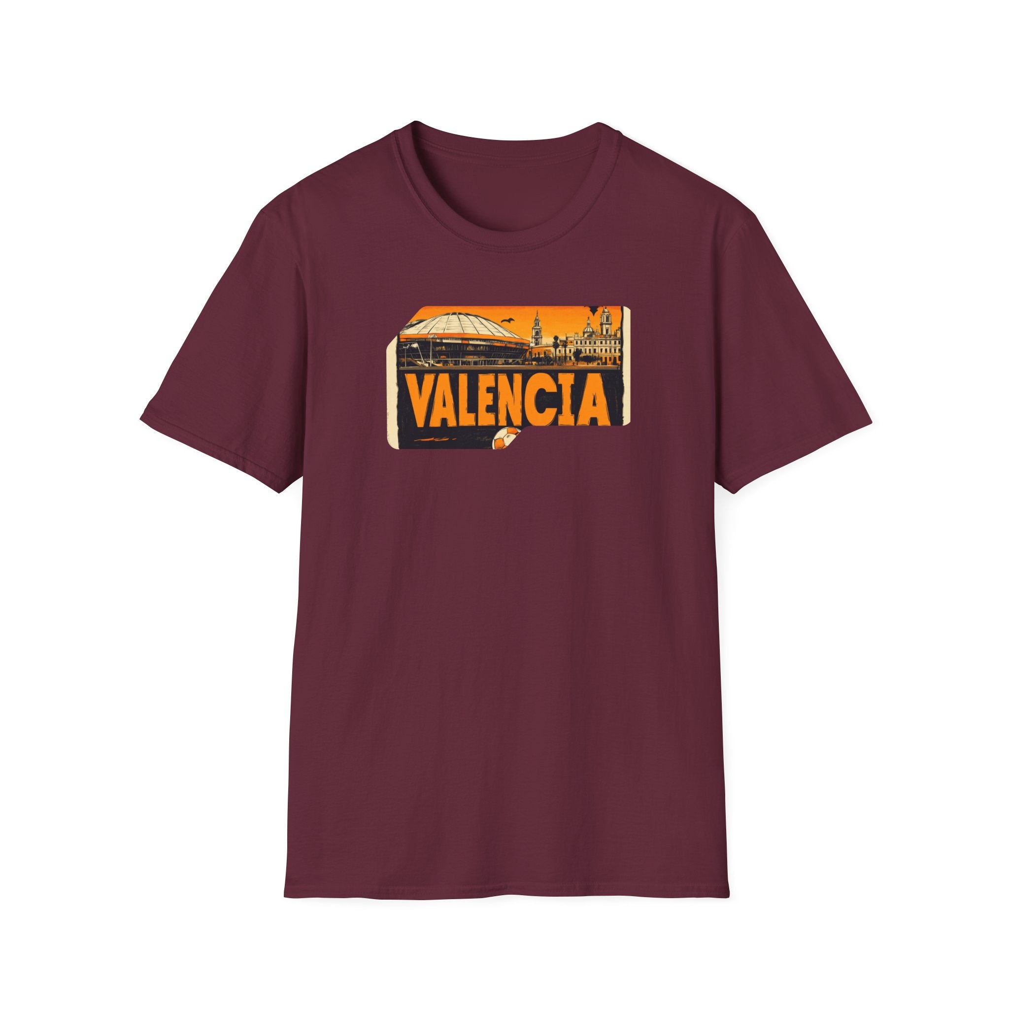 Valencia postcard skyline T-Shirt | Retro cityscape, orange sunset